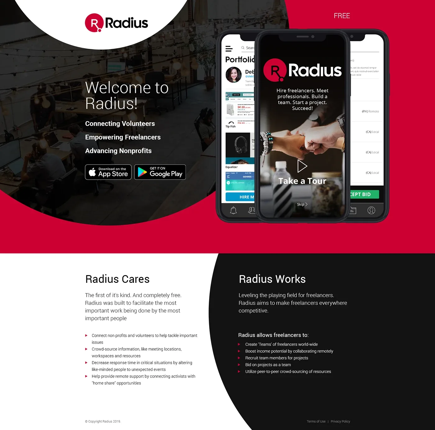 Work Radius Landing Page, image 1